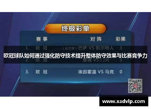 欧冠球队如何通过强化防守技术提升整体防守效果与比赛竞争力